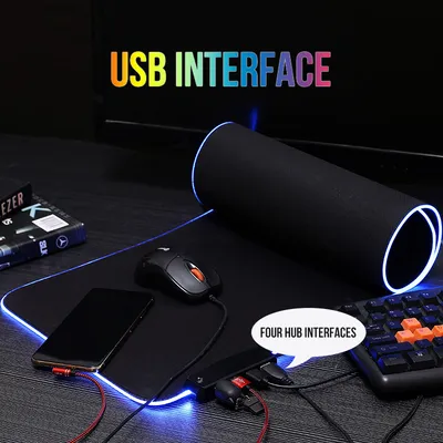 4USB Mouse Pad, RGB Soft Pad, Waterproof Game, RGB Mouse Pad, Super Large E-Sports Computer Table Pad,