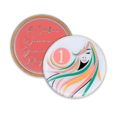Wholesale Custom Logo 1 Year Sobriety Coin AA Medallion AA Chip Glow in The Dark Personalized Sober Woman AA Coin