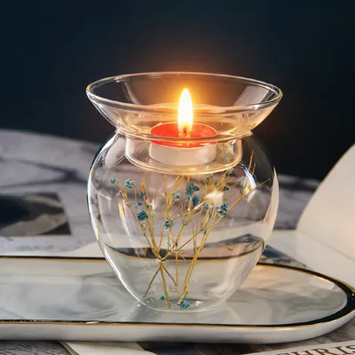 2026 New Design Empty Transparent Storage Glass Jar with Top Candle Holder