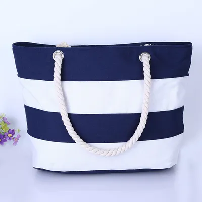 Wholesale Promotional Recycling Shoulder Beach Shopping Bag Cotton Canvas Tote Bag with Rope Handle