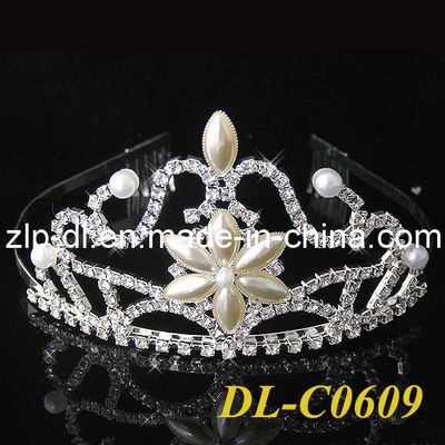 Wedding Bridal Prom Pageant Crystal Tiara With Pearls (DL-C0609)