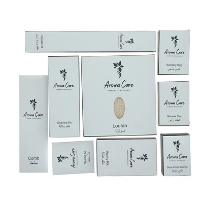 Amenity Set with Paper Box Wrapper for Hotel Guest Room Using