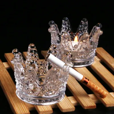 Crystal Ash Tray Transparent Glass Crown Ashtray