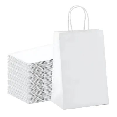 Multi-Functional Printed Handle Kraft Paper Shopping Bags Bulk with Custom Logo for Food Pop-up Store Promotions