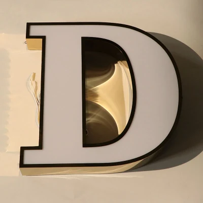 Electroplated Golden Face Lit Metal Channel Sign Letter