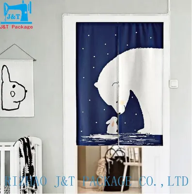 Factory Direct Best Price Animal Printed Cotton Linen Blending Fabric Kitchen Decoration Easy Hanging Processed Half Door Curtain