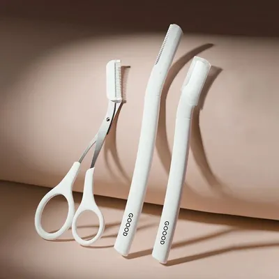 3PCS Professional Precision Safe Eyebrow Trimmer and Eyebrow Scissor Clipper Comb for Women Men Face Razors Facial Hair Removal