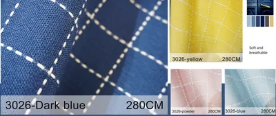 Colorful Plaid with White Lines Weaving Fabric Designs for Table Cloth