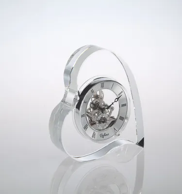 Wedding Crystal Glass Table Clock, Glass Desk Clock