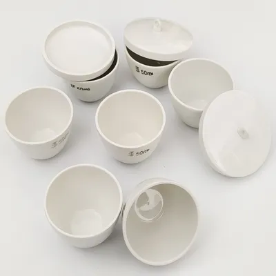 Low Form Chemical Porcelain Crucible 50ml with Lid Cover for Laboratory