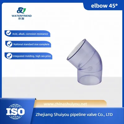 Premium Transparent PVC 45° Elbow for Water Supply Systems