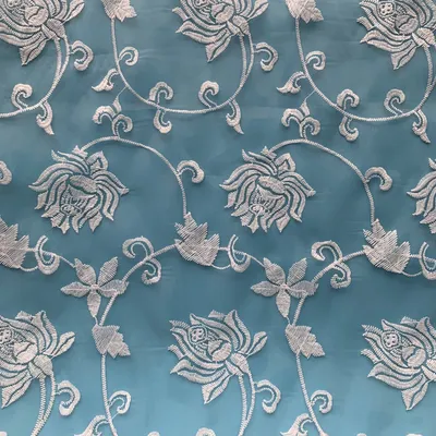 High Quality Flower Polyester Organza Embroidery Fabric