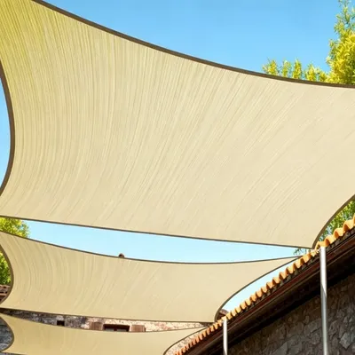 Heavy Duty 16' X 16' Beige Outdoor Shade Sail for Patios