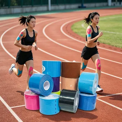 Elastic Breathable Fabric Material Sport Therapy Kinesiology Tape for Sports Injury Rehabilitation
