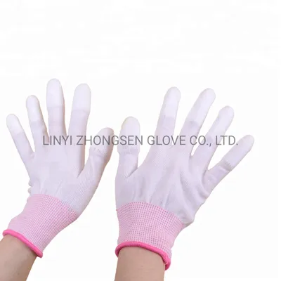Wholesale Price White PU Top Fit Coated Safety Work Gloves