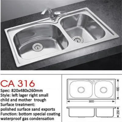 Stainless Steel Double Bowl Apron Kitchen Sink with Double Drainer