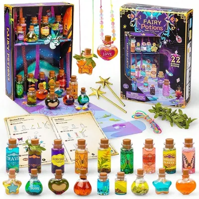 Kids Toys Little Wizard Handmade Glitter 20 Bottles Fairy Potions DIY Kit