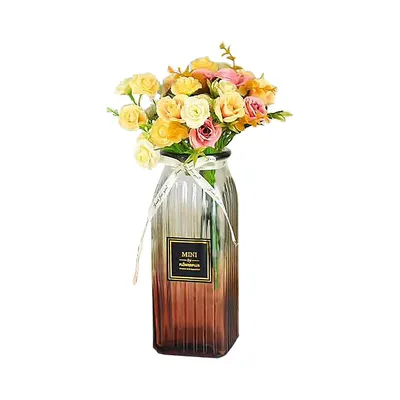 Wholesale Round Decoration Clear Colored Square Glass Vase
