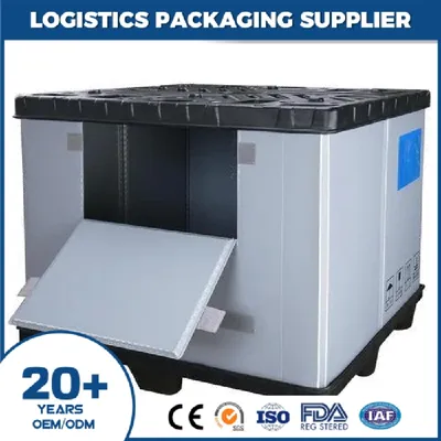 China Collapsible Foldable Plastic Pallet Box Featuring 1/2 Windows Design