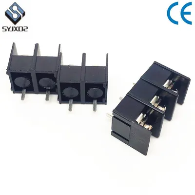 Barrier Terminal Block 7.62mm Pitch PCB Type Black with Yellow Cover