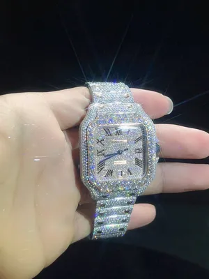 Factory Low Price Luxury Real Diamond Moissanite Watch Ice out Popular Mens Watch Pass Diamond Tester
