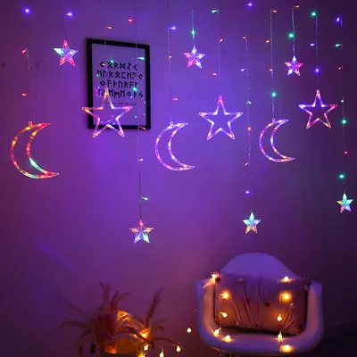 LED Stars Moon Interior Decoration Lights Festive Dress up Birthday Light Strings