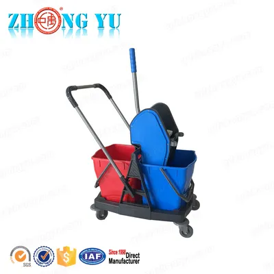 Plastic Double Bucket Mop Wringer Trolley (ZY4003)