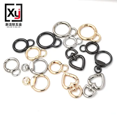 Metal Alloy Spring Ring Openable Ring Round Circle Clip Buckles Spring Clasp
