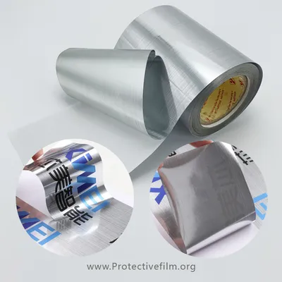 Brushed Silver Membrane Sticker Printing Film Mettalic Self Adhesive Film