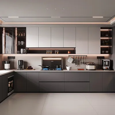 Modern Design Pet Cabinets Set Practical Sustainable Polyethylene Terephthalate Kitchen Cabinets From Foshan Supplier