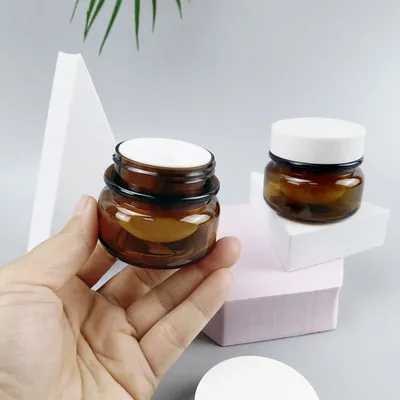 Factory Price Pink Amber Plastic Round Double Wall Body Scrub Butter Cream Packaging Cosmetic Container Jar 30g