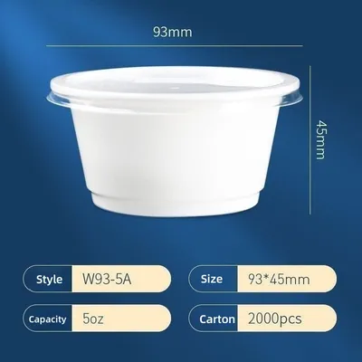 Plastic Take Away Sauce White Containers 5oz Leakproof Round Plastic Deli Container for Packaging