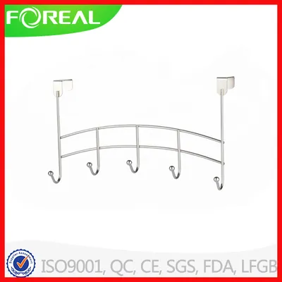 Nickel Plating Over The Door 5 Hook Storage Organizer Rack