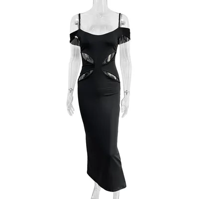 OEM/ODM Sexy Low-Cut Hollow-out Sling Hip-Hugging Evening Dress