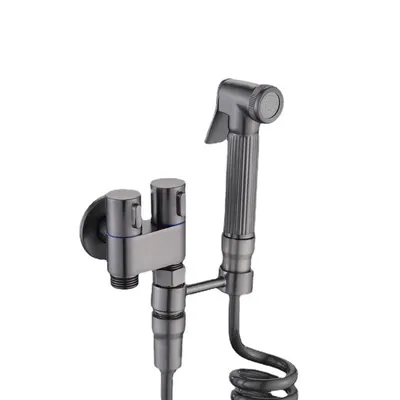 Toilet Bidet Faucets Double Use Corner Valve Bathroom Bidet Faucet Set Wall Handheld Hygienic Shower Head Pet Sprayer Airbrush Taps