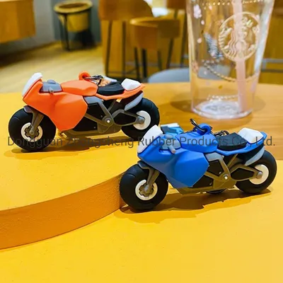 China Supplier Wholesale 3D Cute Motorcycle Gift Soft PVC Plastic Key Chain