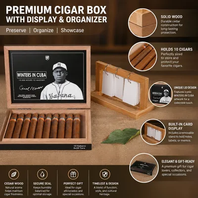 Luxury Spanish Cedar Wood Cigar Humidor with Removable Tray Glass Top Large Capacity Box for 50-100 Cigars with Hygrometer