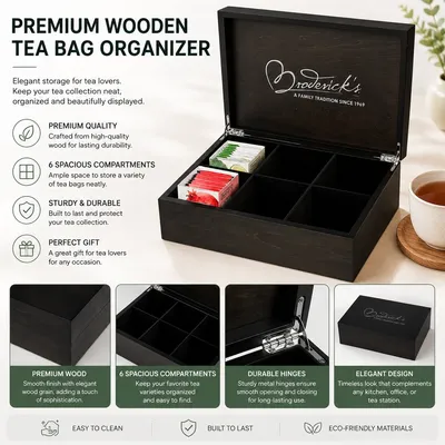 Modern Wooden Tea Box with Drawer Multi-Functional Tea Station Organizer Case for Tea Bags and Coffee Pods Home Storage Wholesale