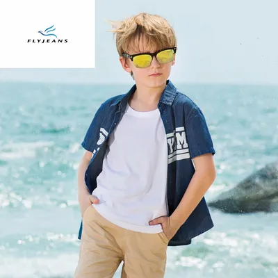 Fashion Cotton Slim Fresh Boys' Short Sleeve Denim Shirt by Fly Jeans