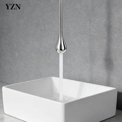 All-Copper Ceiling-Sensing Water Drop Washbasin Bathroom Faucet, Artistic Vertical Hot and Cold Basin Faucet