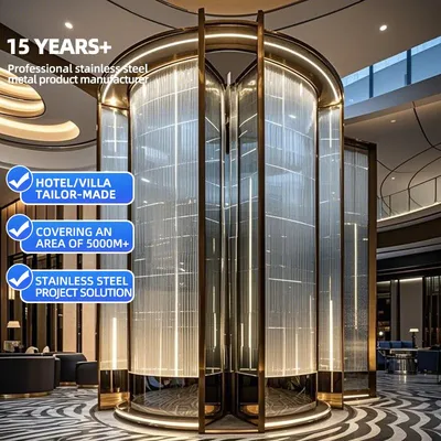 Commercial Custom Backlit Frosted Glass Laser Cut Metal Screen Hotel Restaurant Lobby Divider