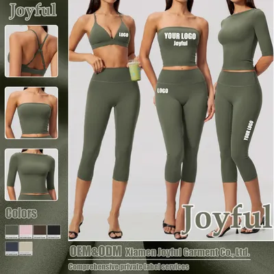 Gym Wear Fitness Clothes Top+Capris Leggings Sportswear 2 Piece Yoga Set Women