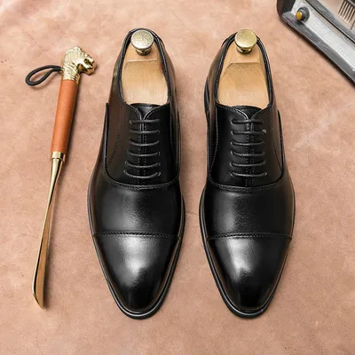 Autumn Men's New Shoes, Lace up Casual Office, Business Bright Color Formal Shoes, Men's Parties, Weddings, Fashionable Square Toe Leather Shoes