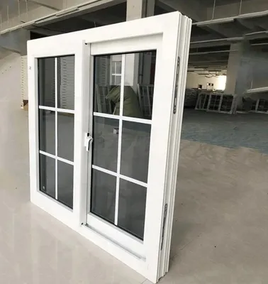 China Winstar Brand Double Glass Outward Open Woodgrain PVC Windows