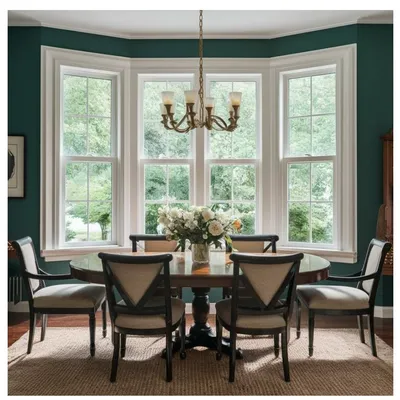 Triple Glazed Aluminum Wood Glass Window with Bay Design