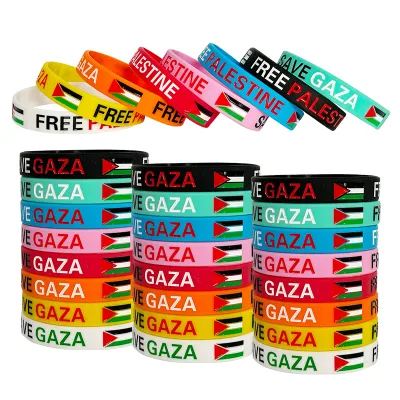 Bulk Wholesale Promotional Gift Custom Palestine Bracelets Free Palestine Rubber Silicone Bracelet