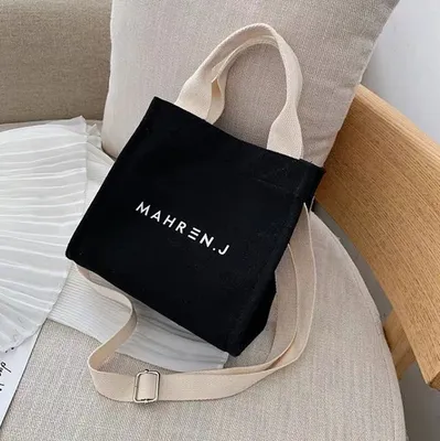 Two Sides Different Styles Handbag with Letter Printing Tote Lady Bag