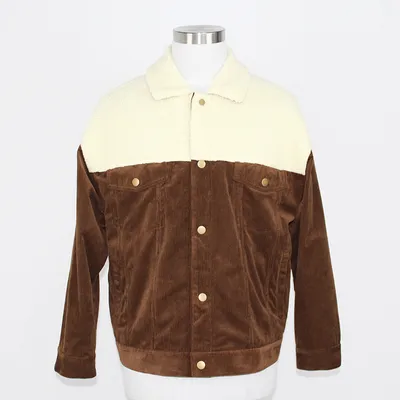 Boyfriend Style Blue Color Corduroy Shepra Lined Trucker Jacket