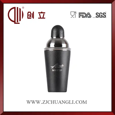600ml Stainless Steel Black Color Engraved Cocktail Shaker