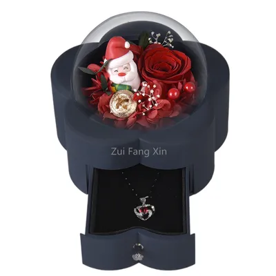 Christmas Gifts Wholesale Customization Handmade Forever Eternal Preserved Rose in Acrylic Jewelry Box